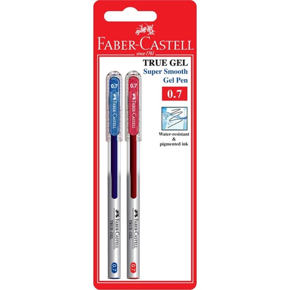 Faber-Castell True Gel Pen 0.7mm Super Smooth (Blue, Red, Sealed in Blister Card)
