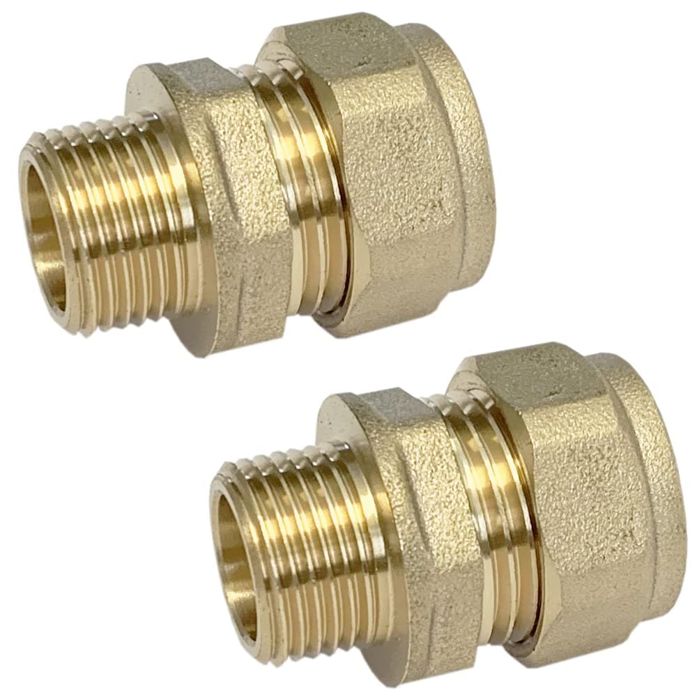 Reeds 15mm Compression by 3/8" BSP Male Iron Thread European Flexible Tap Adapters (Pair) Brass WRAS Aproved