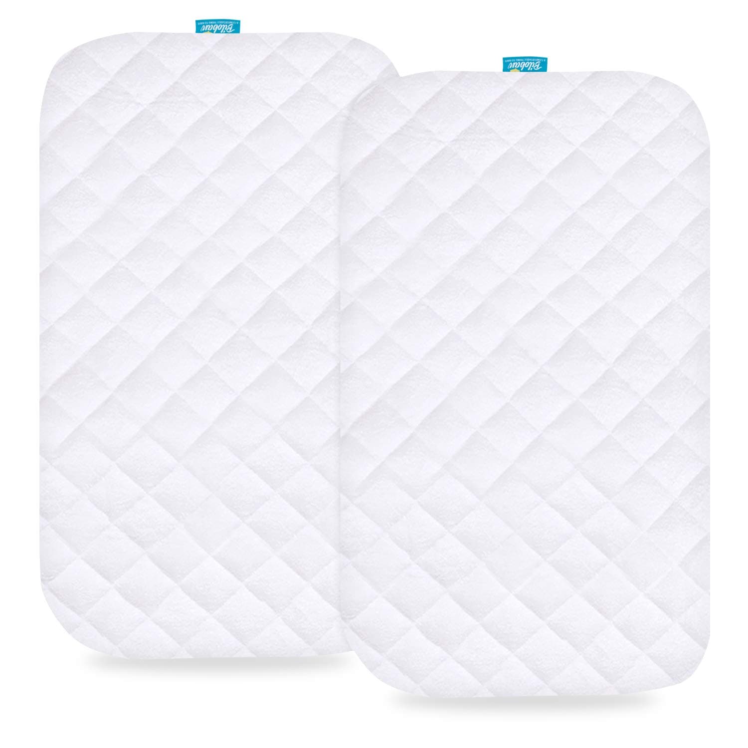 Bassinet Mattress Pad Cover Compatible with Graco Travel Lite Crib, 2 Pack, Waterproof Quilted Ultra Soft Bamboo Sleep Surface, Breathable and Easy Care