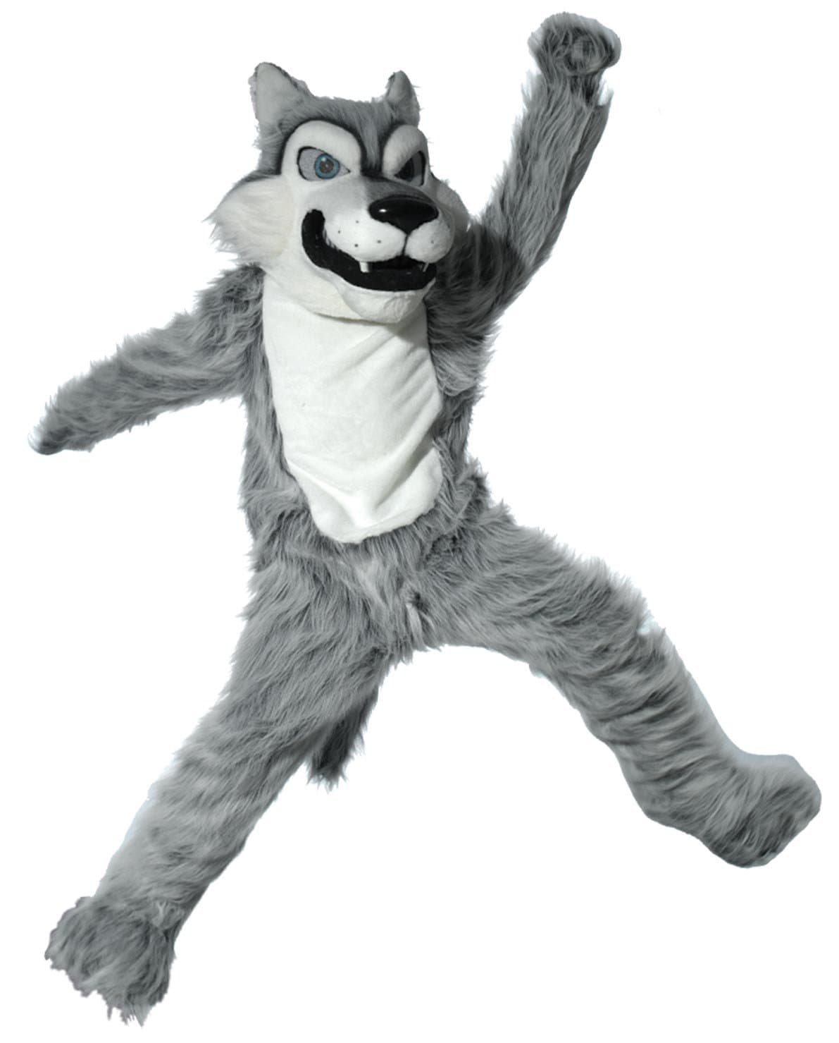 Anderson’s Gray Wolf Mascot Costume, Professional Wolf Full Body Mascot Suit with Foam Head, Built‑In Fan, Flame‑Retardant Fabric, Schools, Colleges, Sports Teams, Parades & Promotional Events