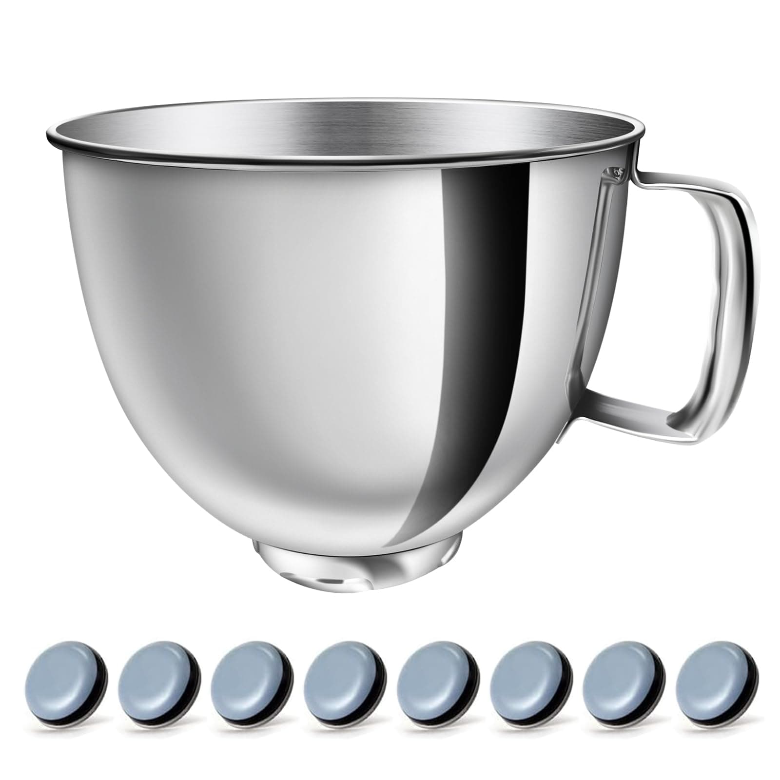 5 QT Stainless Steel Mixer Bowl Kit Compatible with KitchenAid Artisan&Classic Series 4.5-5QT Tilt-Head Mixers K45 KSM70 KSM150 etc. Replacment for KitchenAid Mixer Bowl(1 Bowl+8 Sliders)