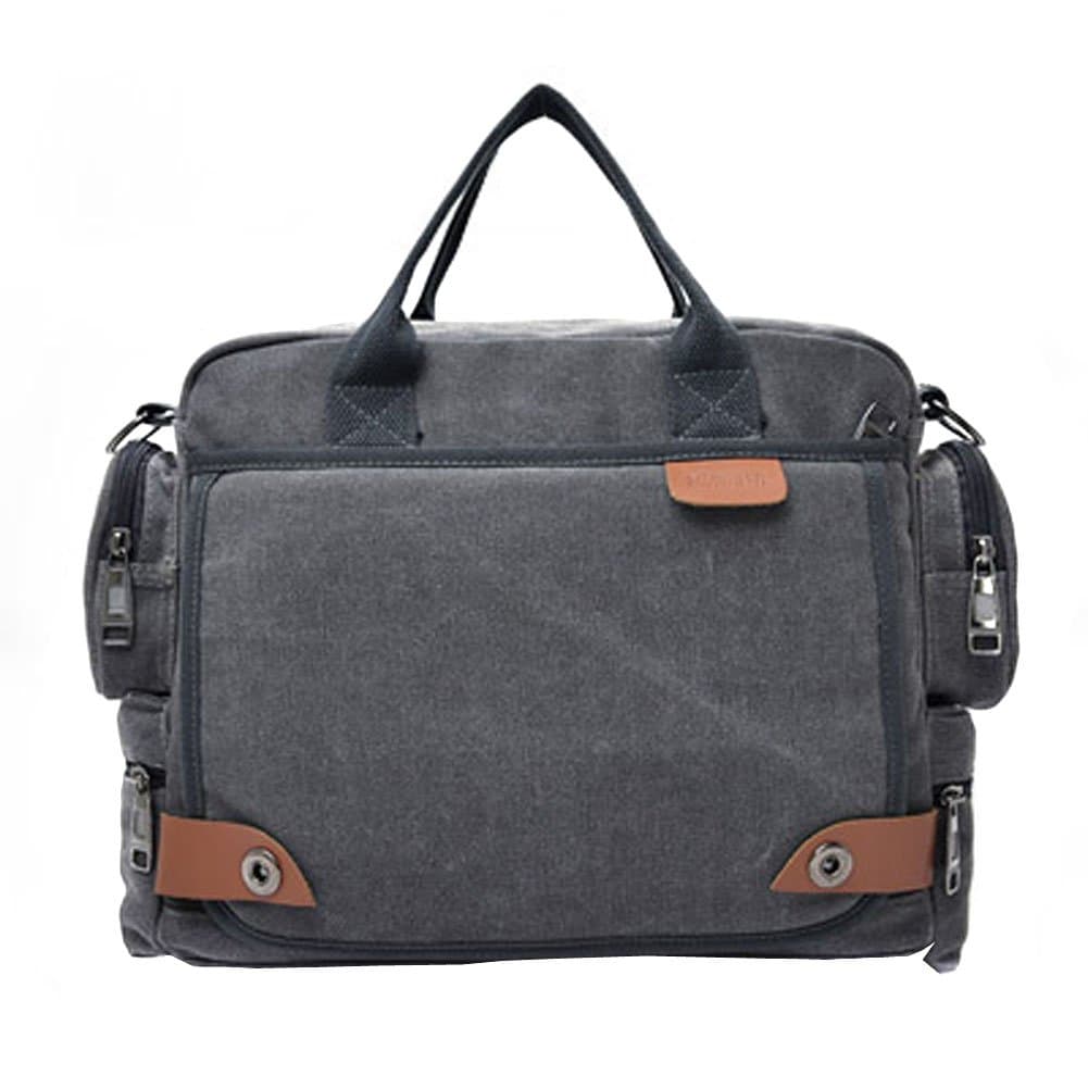 Ecokaki Men's Functional Canvas Shoulder Bag Business Handbag Men's Briefcas Crossbody Sling Bag Gray