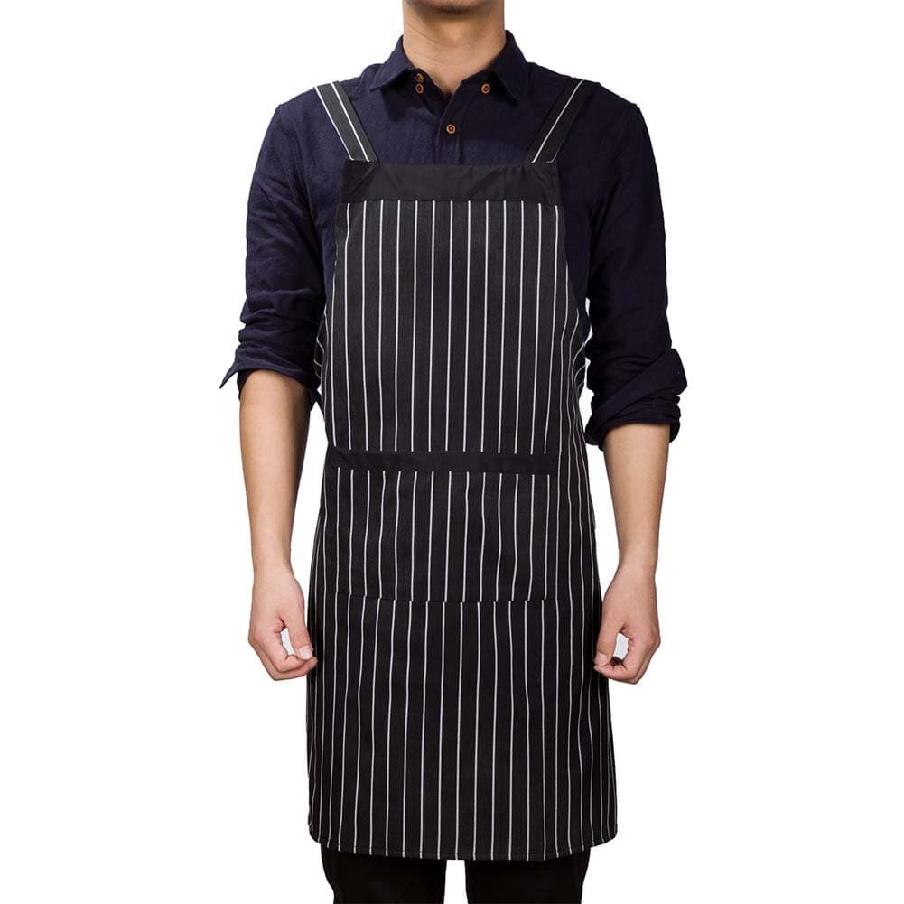 Chef Kitchen Apron, Adjustable Strap & Waist Ties, Machine Washable, Front Pockets, Perfect for Cooking, Baking, Barbequing