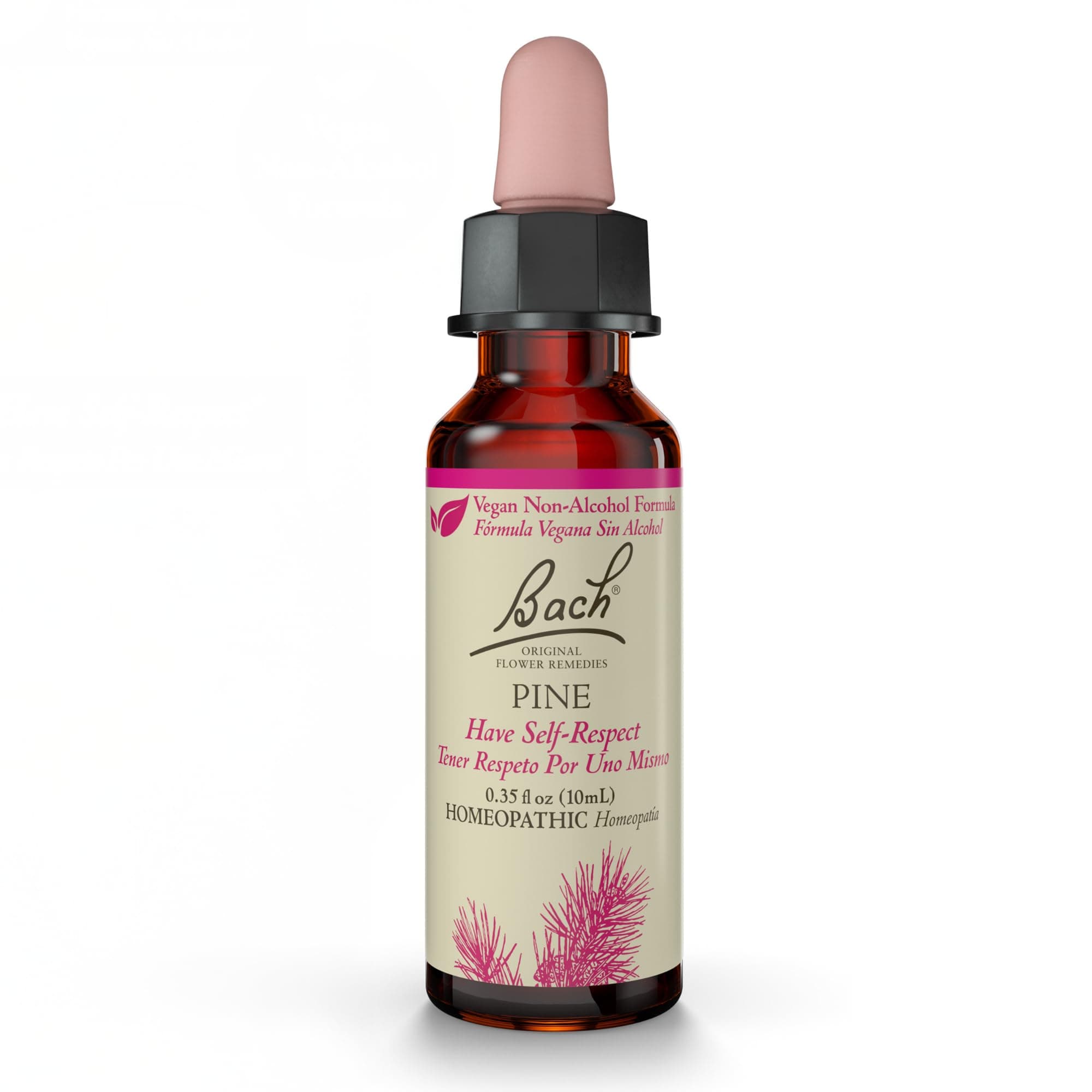 Bach Original Flower Remedies, Pine (Non-Alcohol Formula) - Have Self-Respect - Natural Homeopathic Flower Essence for Emotional Balance - Vegan, Gluten Free, Sugar Free - 10mL Dropper