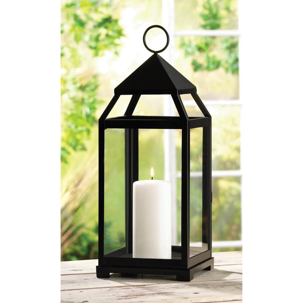 Candleholders Lanterns Large Sleek Contemporary Black Candle Lanterns Centerpieces 17 in. High