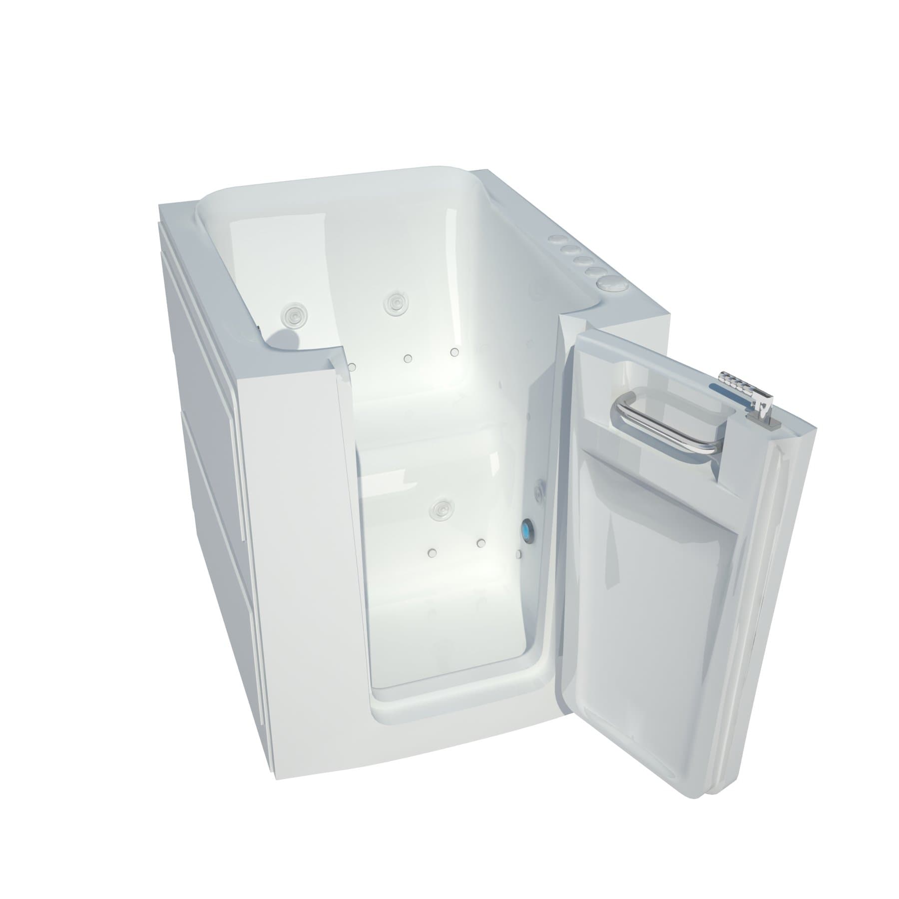 Meditub MT3238RWD Front Entrance 32 by 38 by 38-Inch Dual Hydrotherapy and Air Jetted Walk In Bathtub Spa, White
