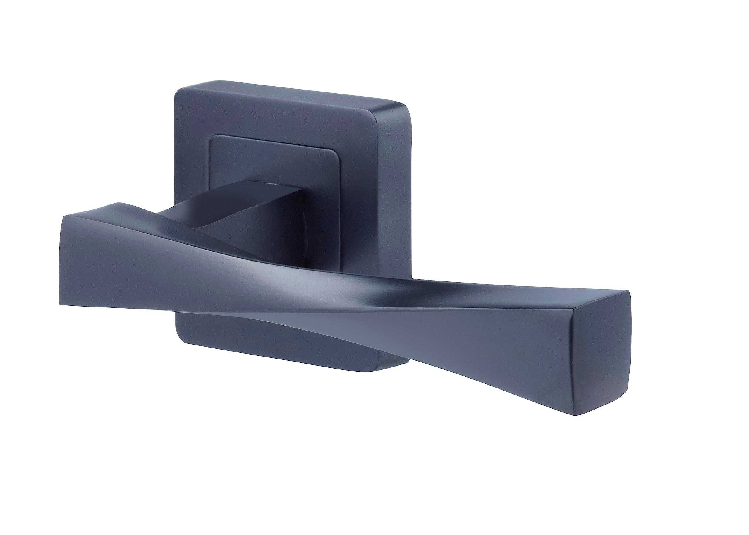 Verona Matt Black Door Handle for Indoor Wooden Door, Stylish Modern Easy Fit Handle with All Fixtures Supplied, Euro Profile Cylinder Keyhole Cover Included
