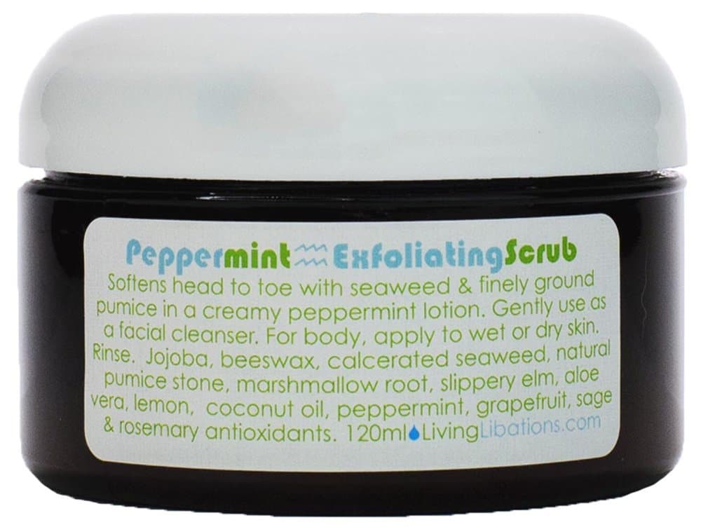 LIVING LIBATIONSOrganic Peppermint Exfoliating Scrub | Natural, Wildcrafted Clean Beauty (4 oz | 120 ml)