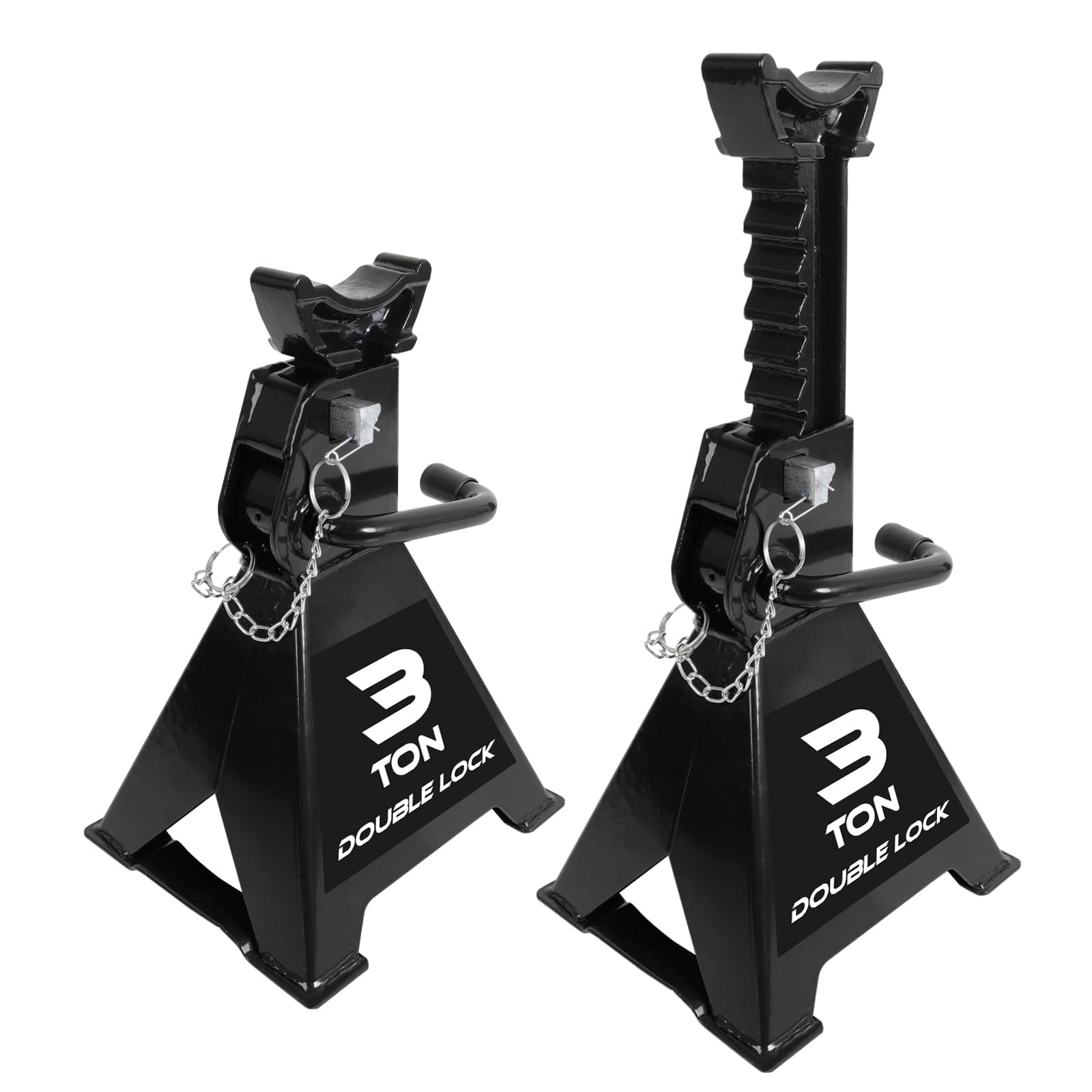 Torin AT43005AB Steel Heavy Duty Jack Stands: Double Locking Pins, 3 Ton (6,000 lb) Capacity, Black, 1 Pair (2 Pack)