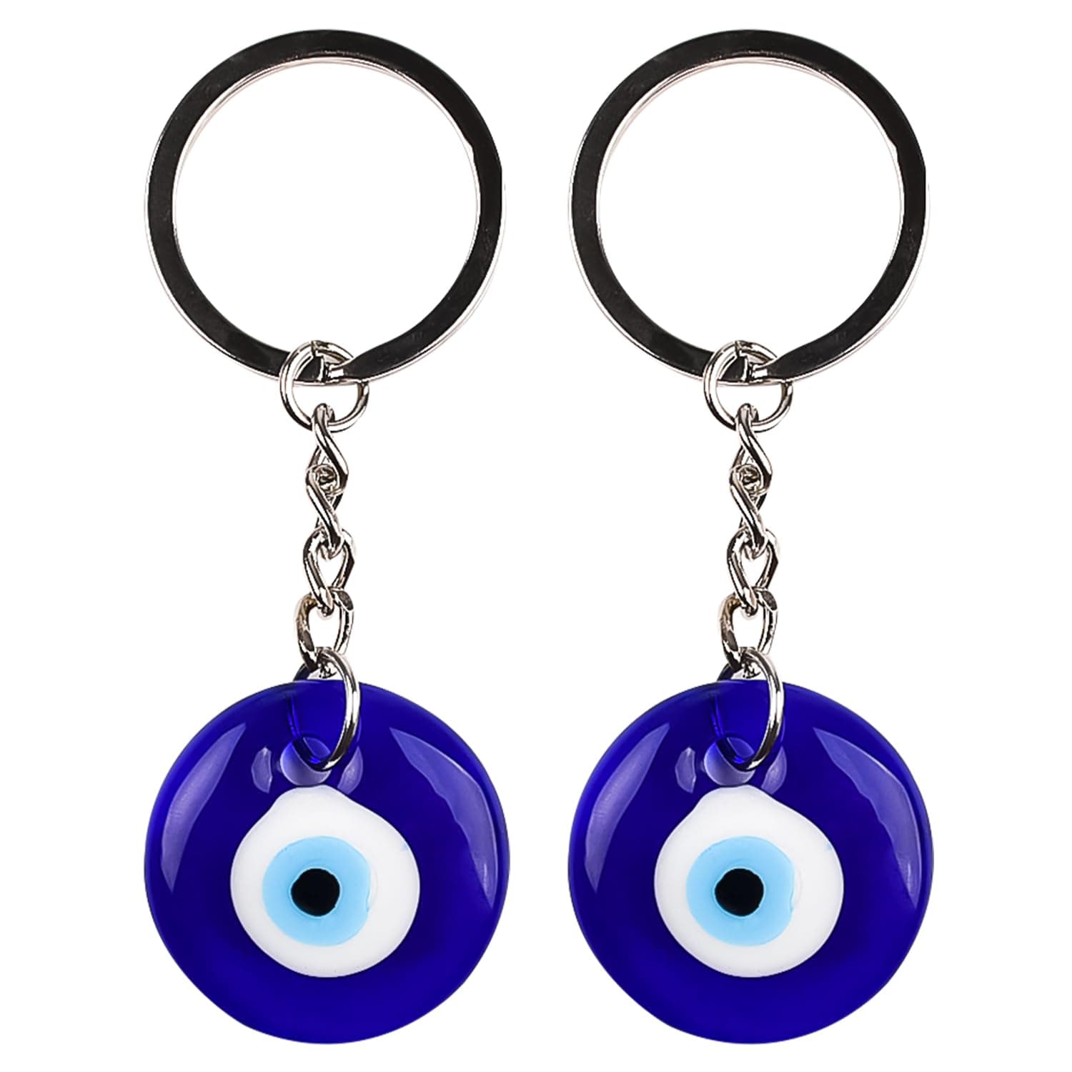 2 Pieces Lucky Evil Eye Keyring Turkish Amulet Pendant Blue Eye Gemstone Keychain for Handbag Pendant Ornament Keyring Jewelry Accessories