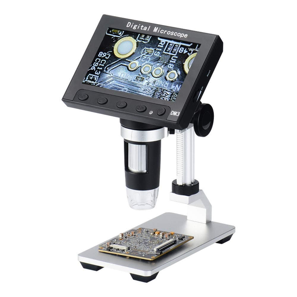 RENYAYA LCD Digital USB Microscope 4.3 inch Full Color with 10X-600X Magnification Zoom, 8 LED Adjustable Light, Micro-SD Storage, Camera Video Recorder,aluminumalloy