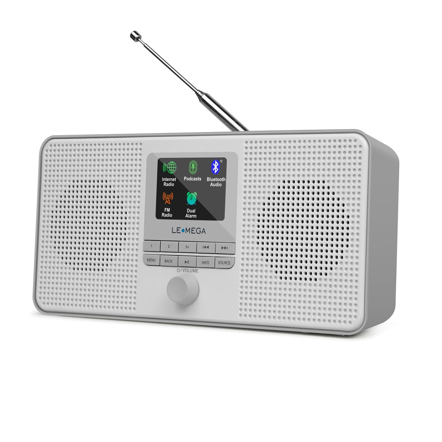 LEMEGA IR4S Stereo WiFi Internet Radio,FM Digital Radio, Spotify Connect, Bluetooth Speaker, Dual Alarms Clock, 40 Presets, Headphone-Output, Batteries or Mains Powered – Gray Finish