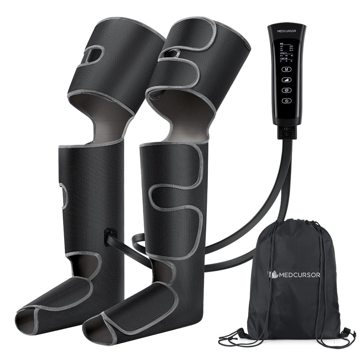 Medcursor Air Compression Leg Massager, Foot Massager for Circulation and Pain Relief, 3 Intensities, 3 Vibration Functions, 6 Modes, 3-in-1 Leg Massage Machine, Gift for Mom, Dad