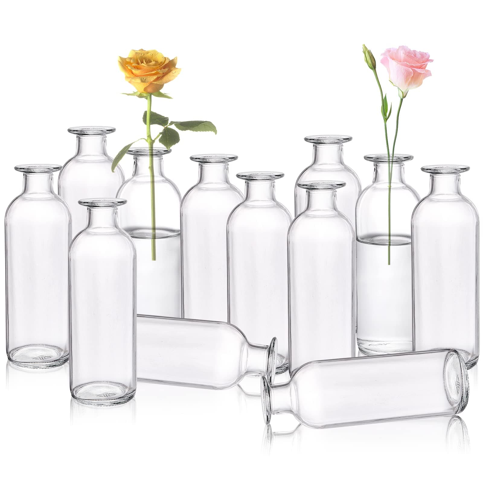 Peohud Glass Bud Vases Set of 12, Small Clear Bud Vases in Bulk, Clear Small ...