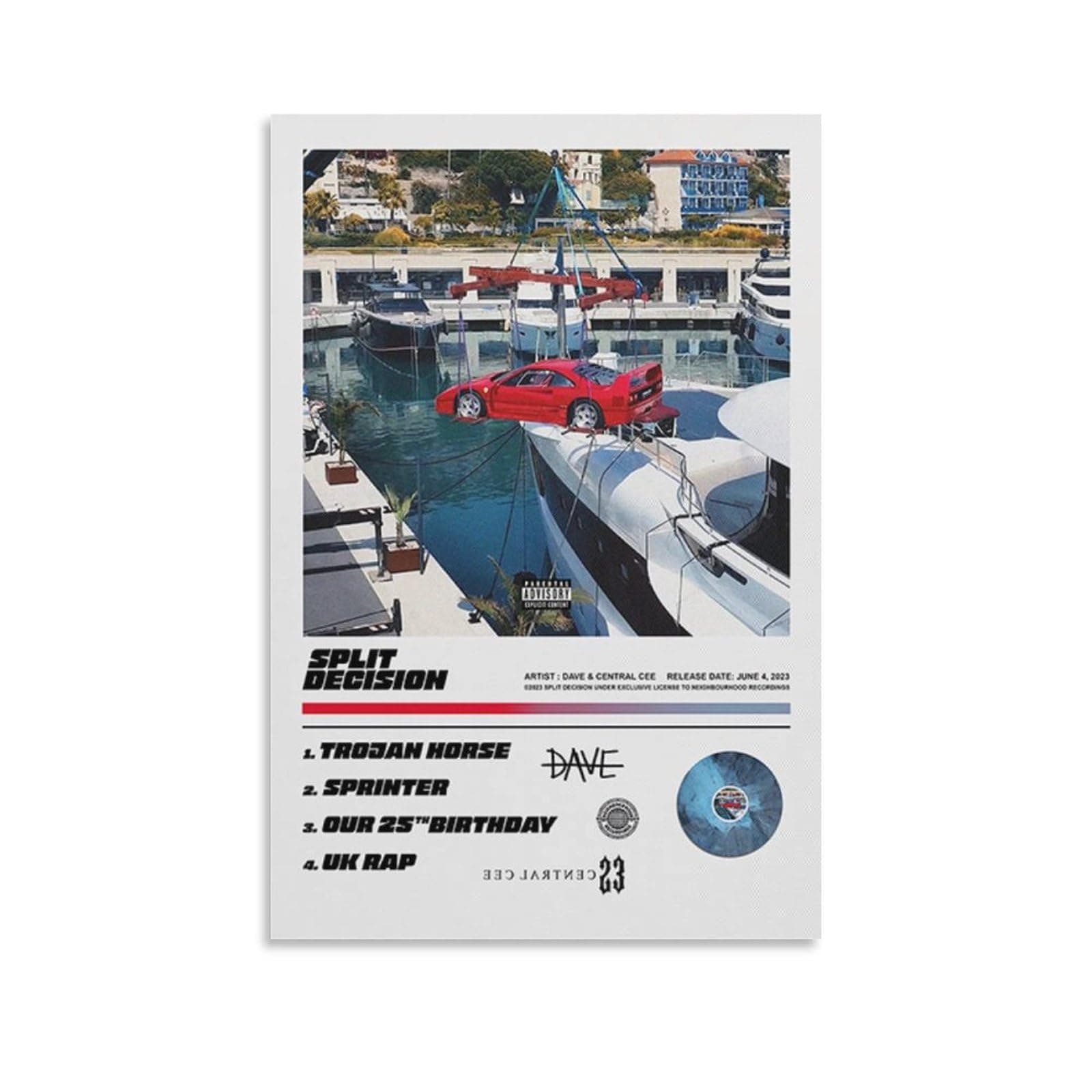 DHAEY DAVE & Central Cee SPLIT DECISION Music Song Album Cover Poster Canvas Poster Bedroom Decoration Landscape Office Valentine's Birthday Gift Unframe-style12x18inch(30x45cm)