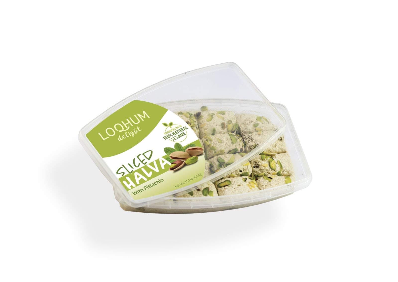 LOQHUM Sliced Gourmet Halvah with Pistachio, Vanilla Flavor