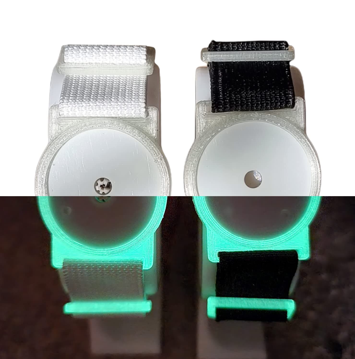 Sensor Armband Holder/Protector compatible with FreeStyle Libre 1/2 - Green Glow in the Dark (White Strap)