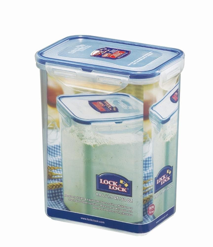 Lock & Lock Rectangular Airtight Storage Container, 1.8 Litres, Set of 12, 151 x 108 x 185 mm/Transparent
