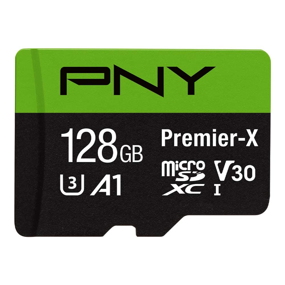 PNY 128GB Premier-X Class 10 U3 V30 microSDXC Flash Memory Card - 100MB/s, A1, 4K UHD, Full HD, UHS-I, micro SD, Black