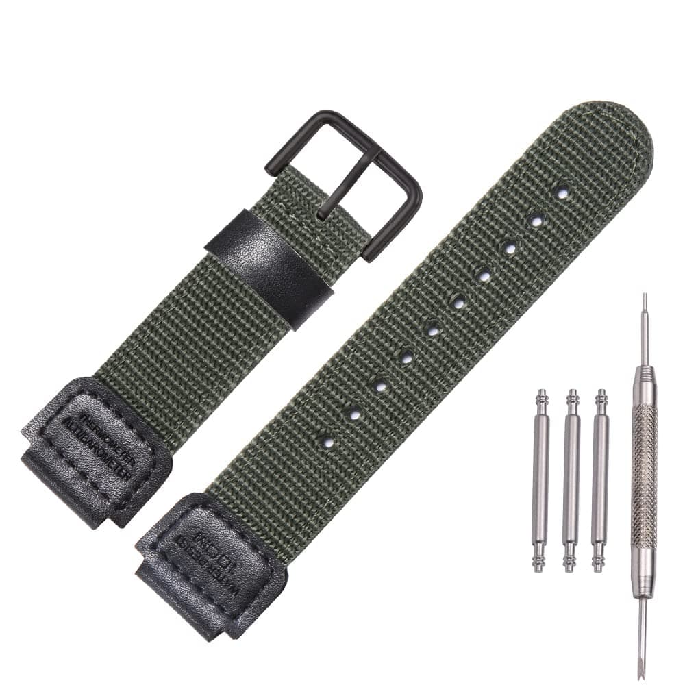 18mm Nylon strap Compatible with Casio Men's AE1200WH AE-1000 SGW-300H/400 W-735 PRG270 Leather Replacement Watch band