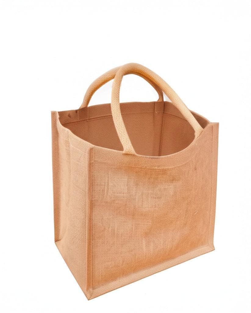 JMS Bridge Jute Hessian Shopping Bag with Natural Colour Cotton Corded Handles.