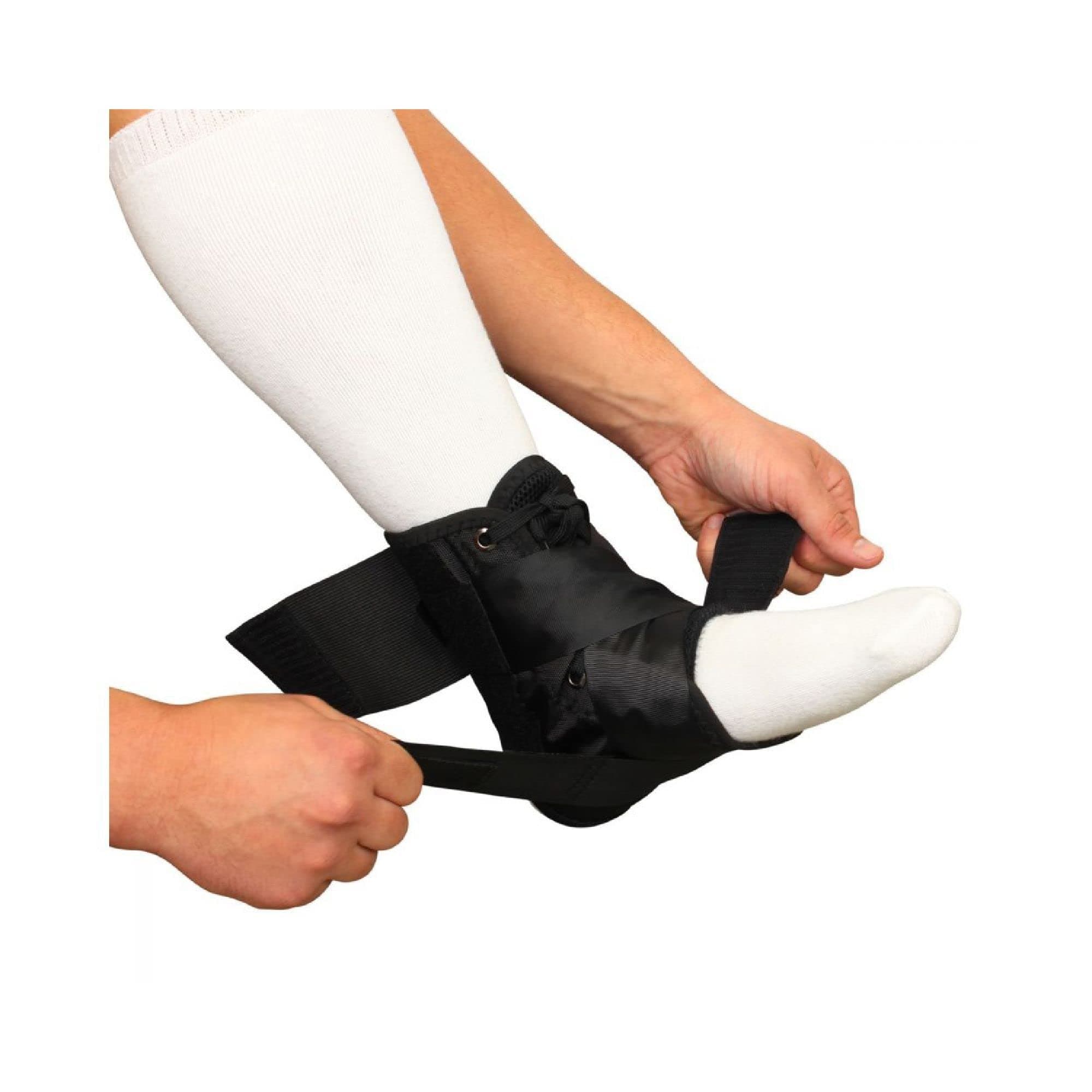 Lace Up Ankle Brace with Figure 8 Strapping - Compression Stabilizer Support & Leg Splint for Sprained, Rolled, Acute Ankle Injuries by Brace Direct