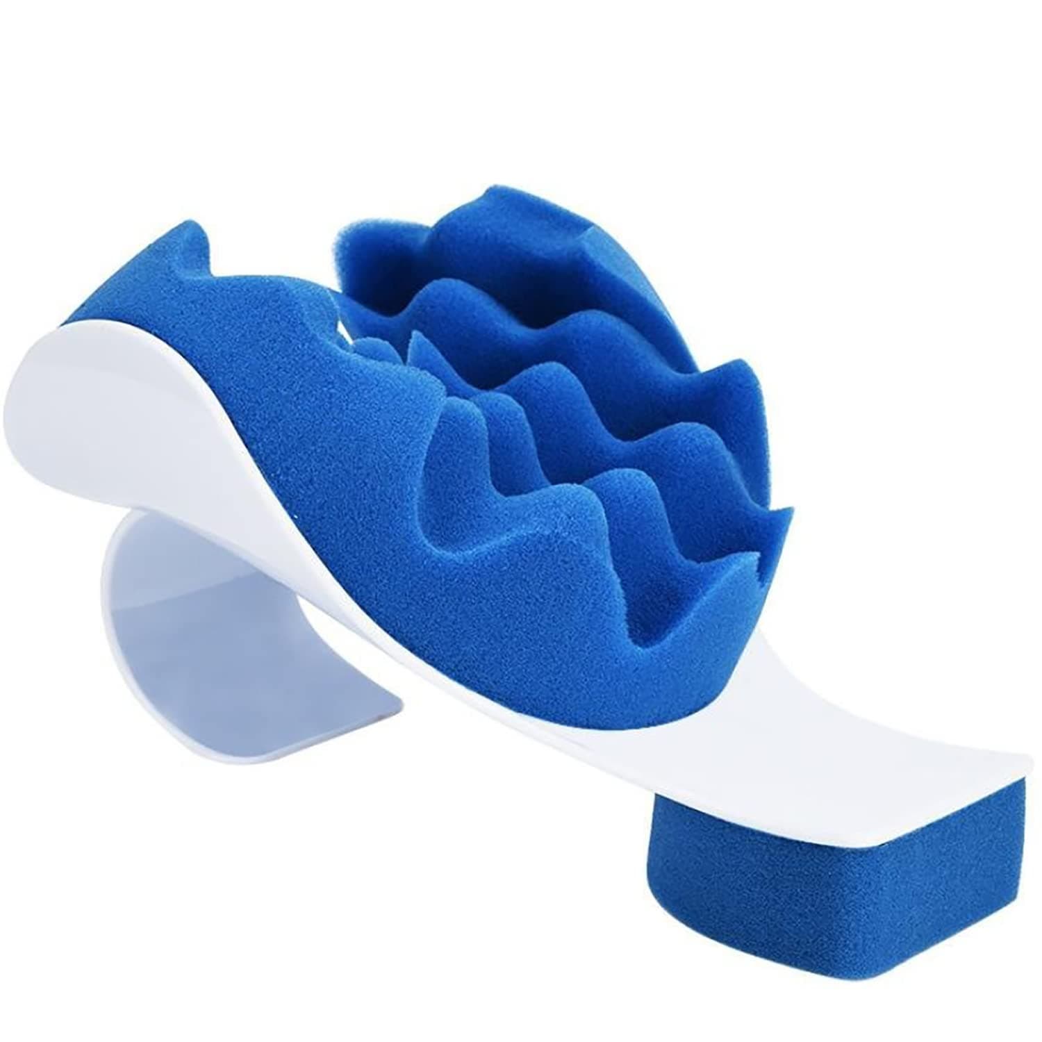 BodyHealt tmj Pain Relief Pillow Neck & Shoulder Massage Relaxer Traction Device - Chiropractic Pillow for Pain Relief Management & Cervical Spine Alignment, Blue and White