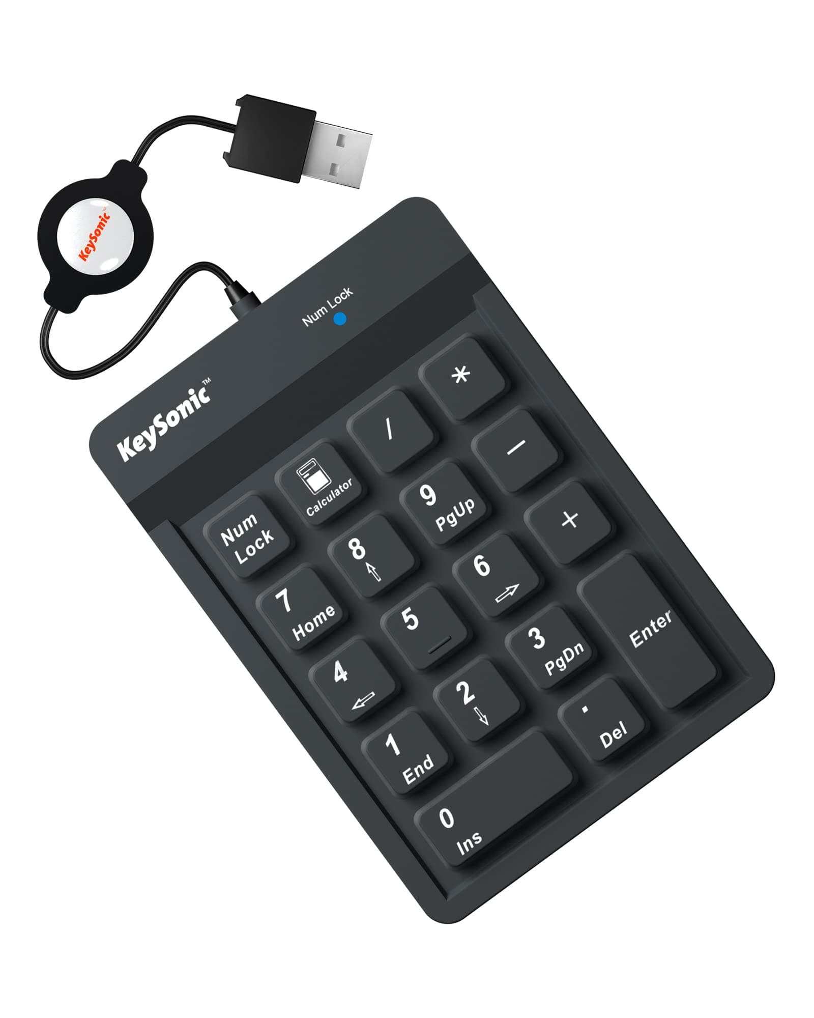 KEYSONIC - ACK-118BK - Nummernblock, Silikon, Black, USB - black