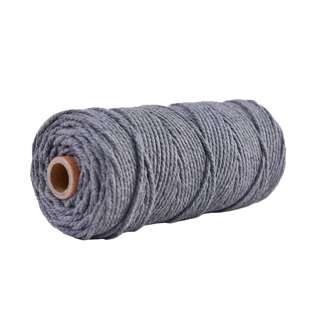 Gray Macrame Cord,Diameter 3mm Natural Cotton Rope,Knitting Cord Rope,Craft Making,Natural Color Cord,Craft Supplies,Chunky Yarn,Natural Hemp Rope,1 Skein is 100 Meters