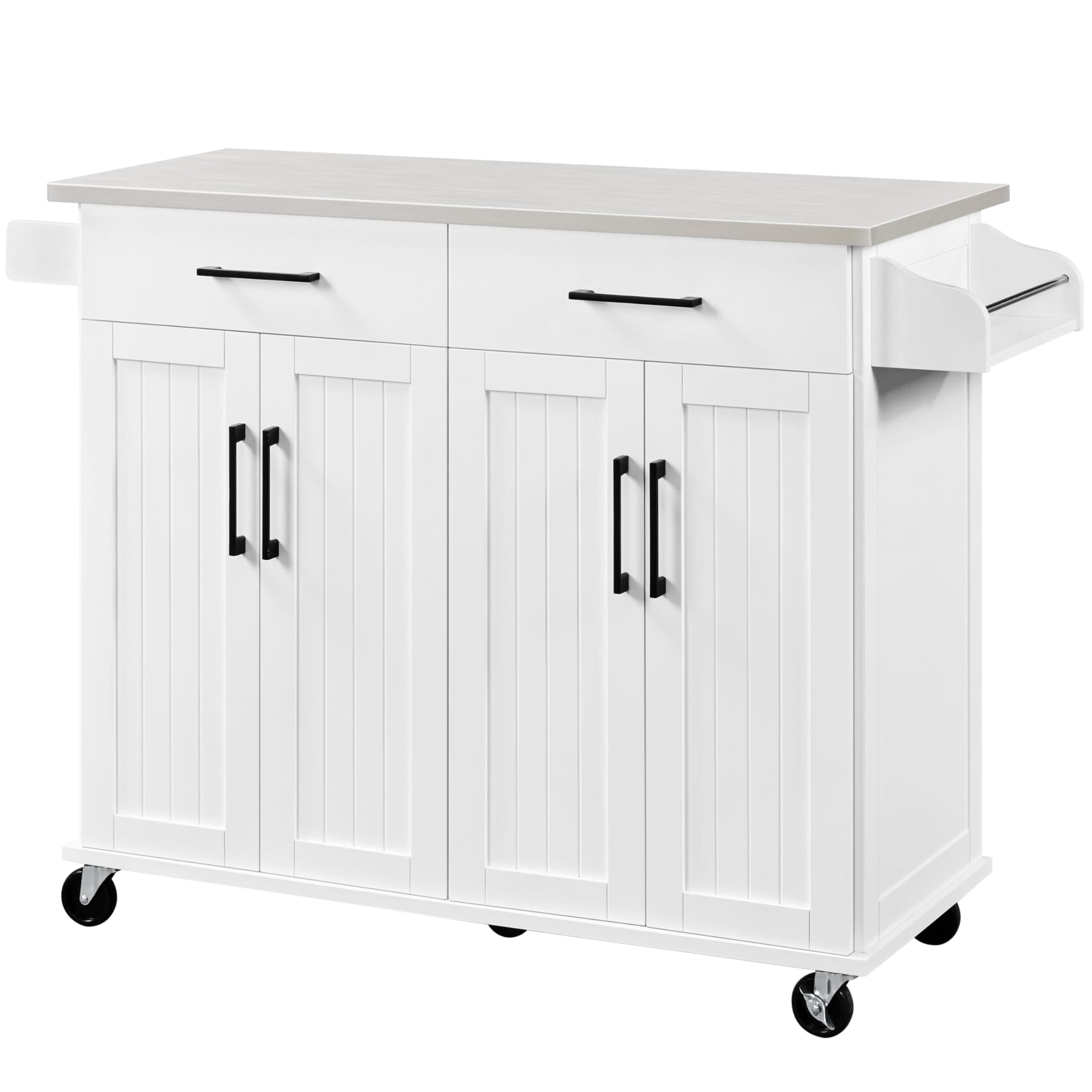 Kitchen Island Cart with Storage & Stainless Steel Countertop