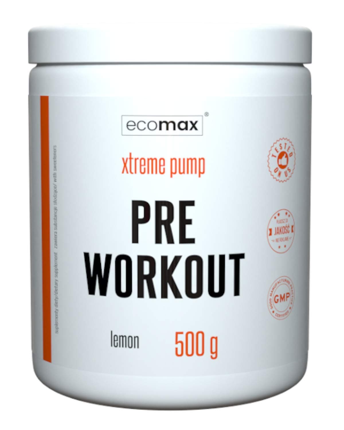 ECOMAX PRE Workout Xtreme Pump 500 G BETA-Alanine ARGININE AAKG CITRULLINE Caffeine Taurine TYROSINE Strength ENDURANSE Energy Stimulation for Fatigue Lemon
