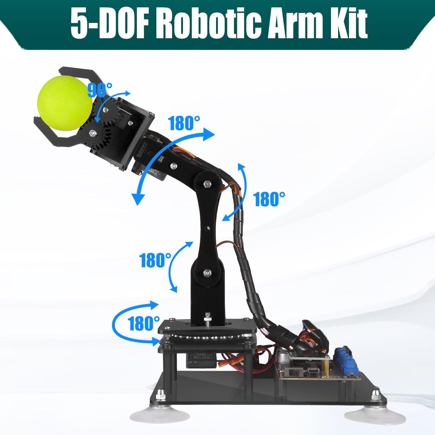 5-DOF Robot Arm Kit 5Axis Robotics Arm Compatible with Arduino IDE, DIY Coding Robot Kit, STEAM Programmable Robot Arm Kit with OLED Display, Education Robot with PDF Manual