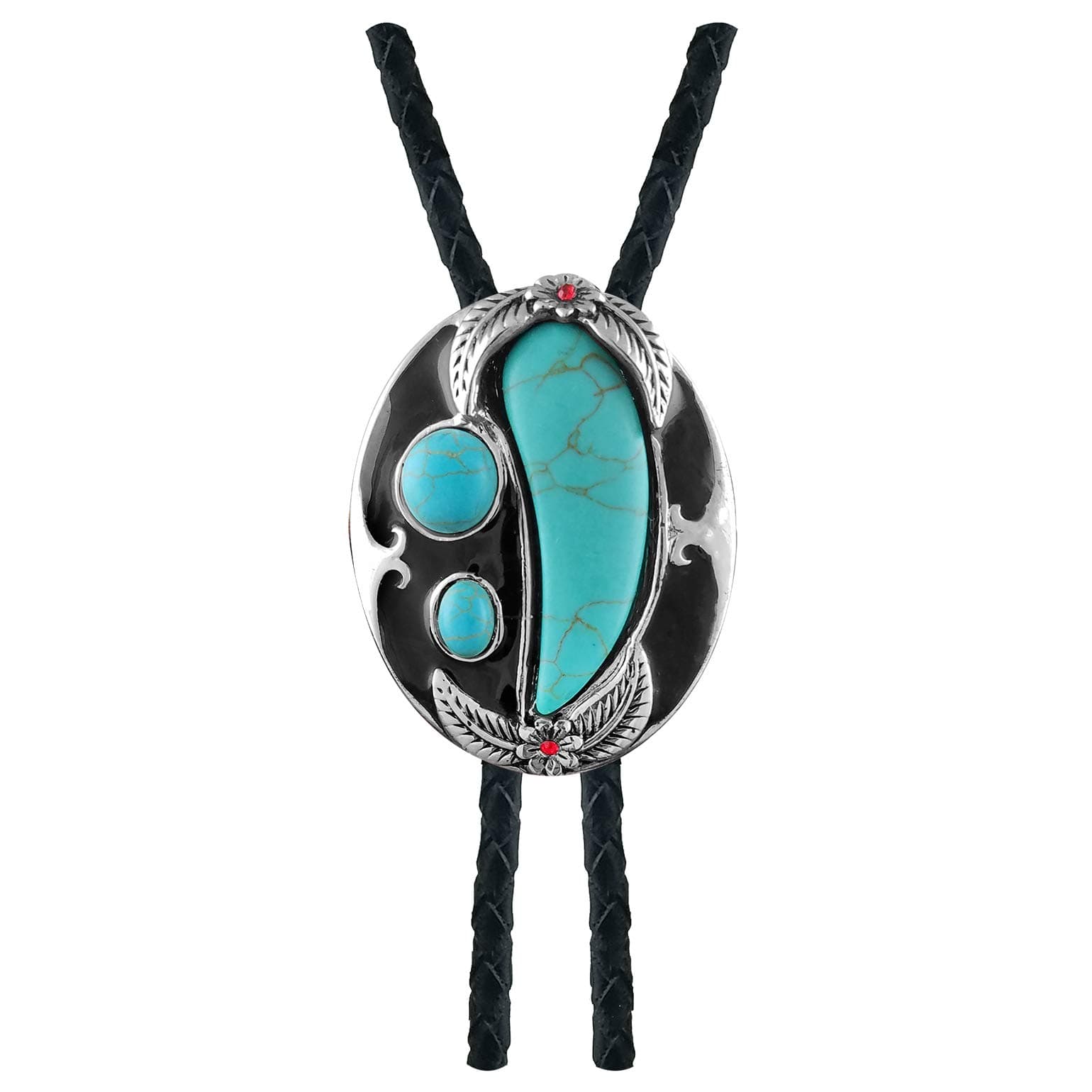 Native American Indian Ivory Shape Turquoise Stone Bolo Tie Vintage Necktie Bowtie for Men Women