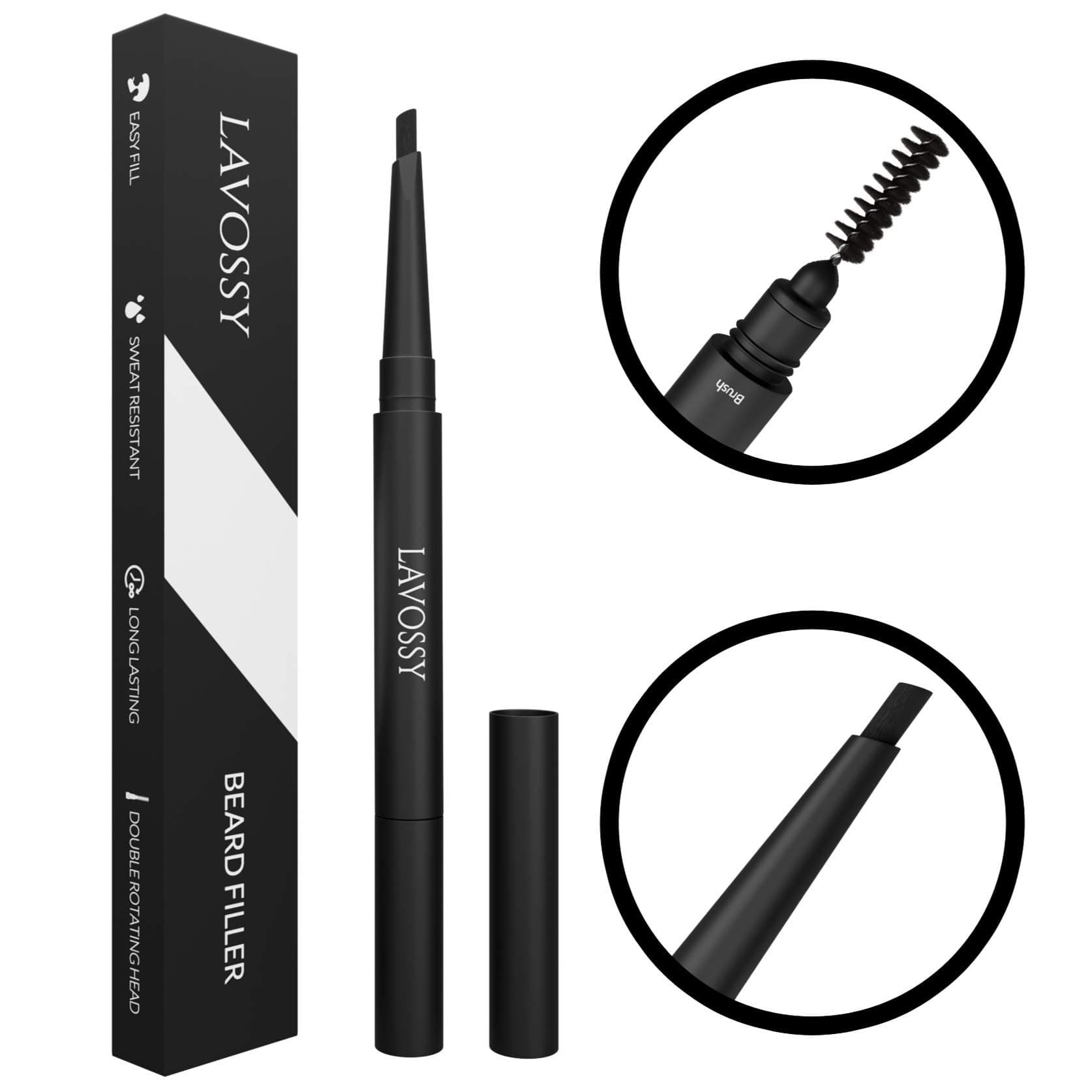 LAVOSSY Void Beard Filler Pencil Light Brown with blending brush, Easily Fill with beard pencil filler for men, Water/Sweat Proof for All Hair Types
