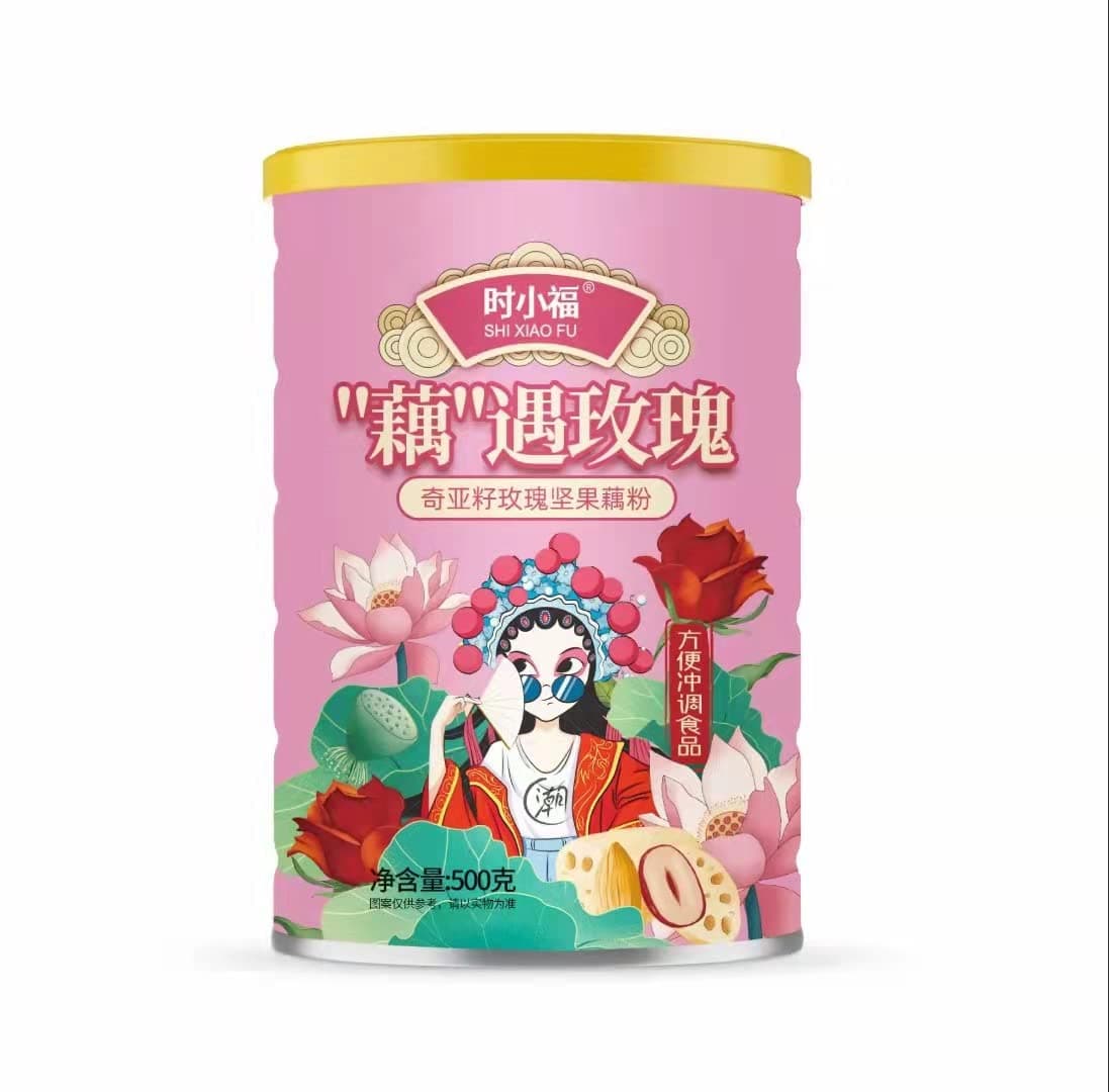 Tremella Soup Sweet Scented osmanthus, Instant Lotus Root Starch Soup, Fruits Breakfast Porridge, nut and Lotus Root Powder (Chia Seed Rose Nut Lotus Powder,1 can)