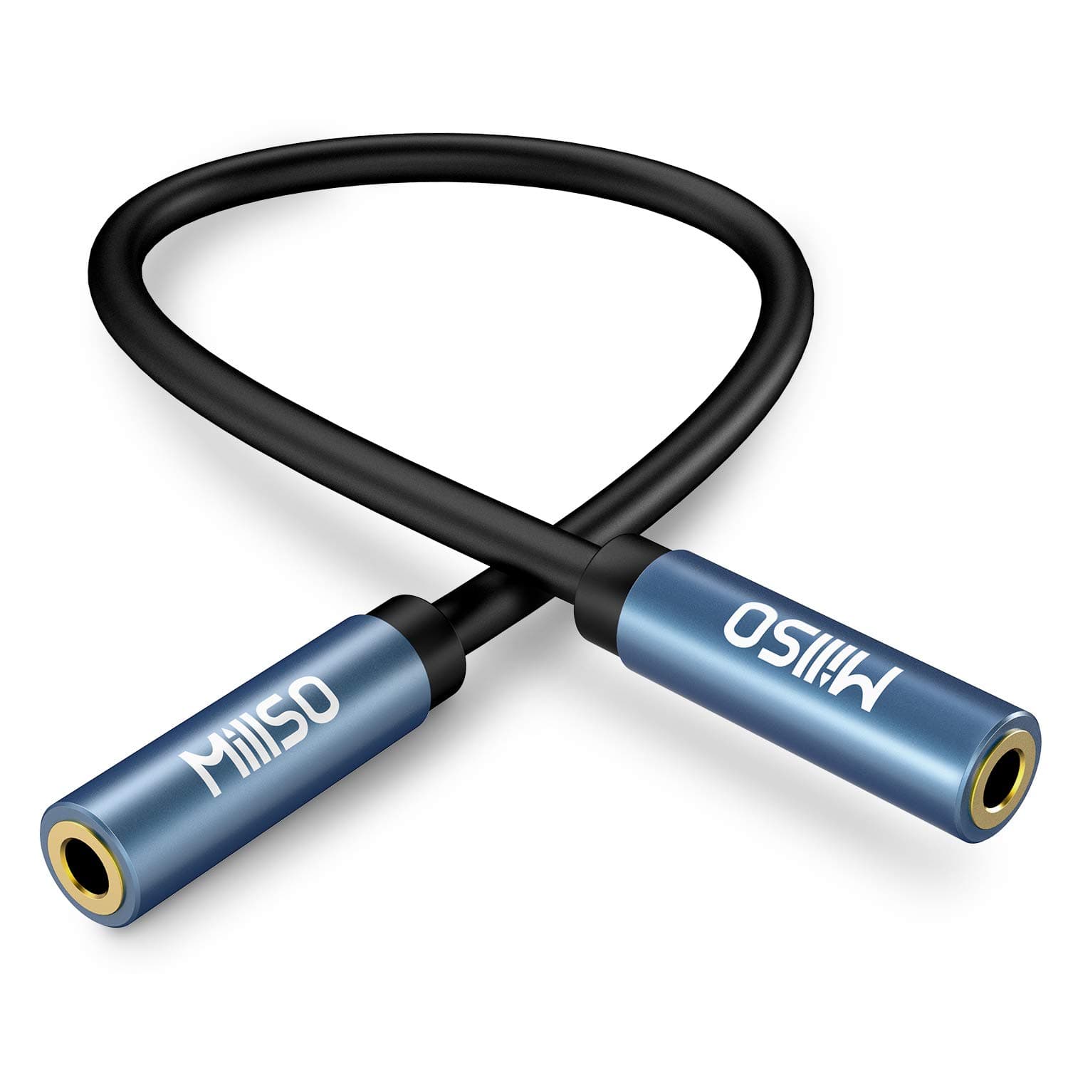 MillSO 1/8" 3.5mm Female to Female Adapter Cable TRS Premium Stereo Gold-Plated Audio AUX Cord Connectors for Headphones, Car Stereo, or Home HiFi Sound System - 15cm/6inch