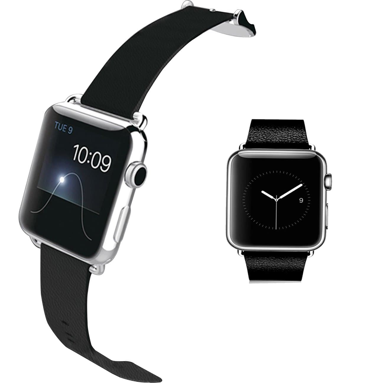 Black Genuine Leather Strap for Apple Watch 38 mm Classic Buckle & Modern Buckle (38mm/black)