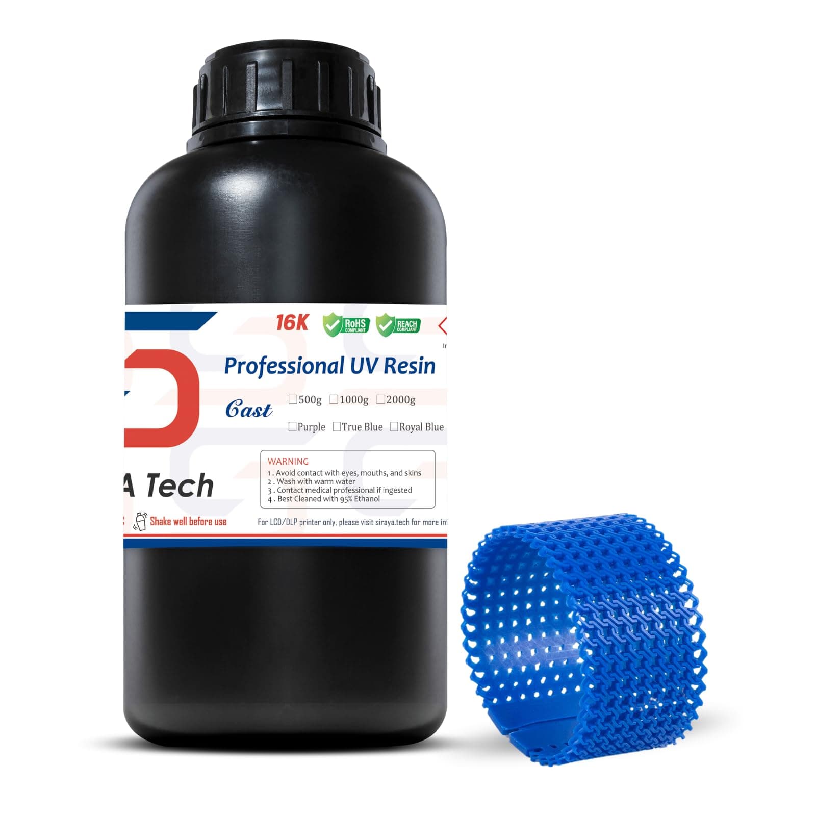 Cast 3D Print Resin Castable Resin Best Balance Between Easy Burning and Printing Smooth Surface High Resolution 405nm UV Curing Resin for Jewelry and Metal Parts (Royal Blue, 1kg)