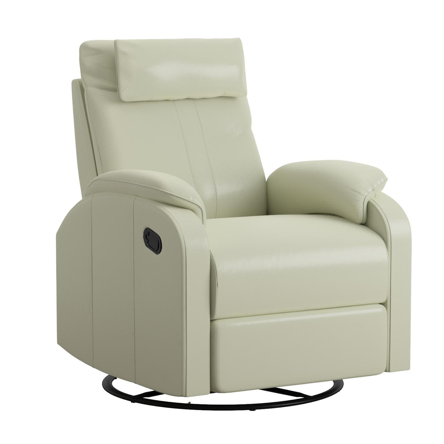 Monarch Specialties Bonded Leather Swivel Rocker Recliner, Ivory, Solid