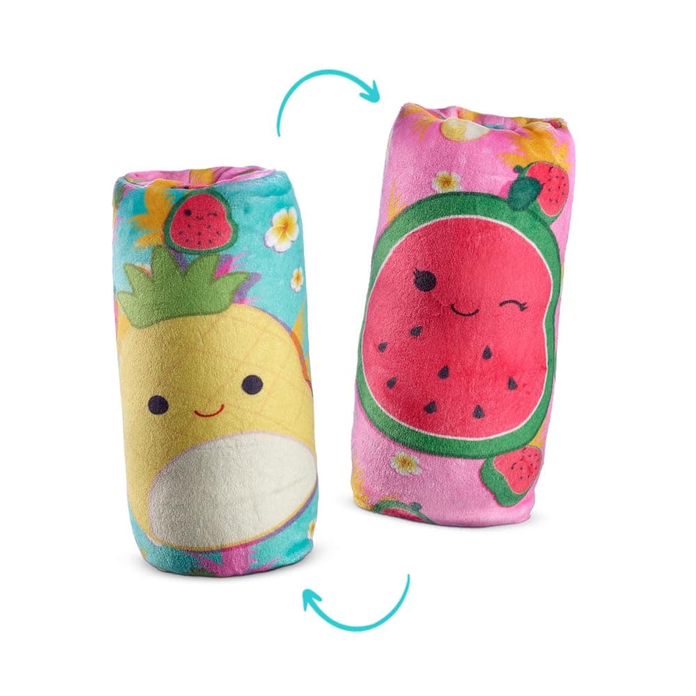 Top Trenz Squishmallows Flippin' Cute Reversible Water Wiggler, Sensory Plush Snake with Maui The Pineapple & Wanda The Watermelon, Classroom Fidget Toy & Party Favors (1 Water Wiggler Toy)