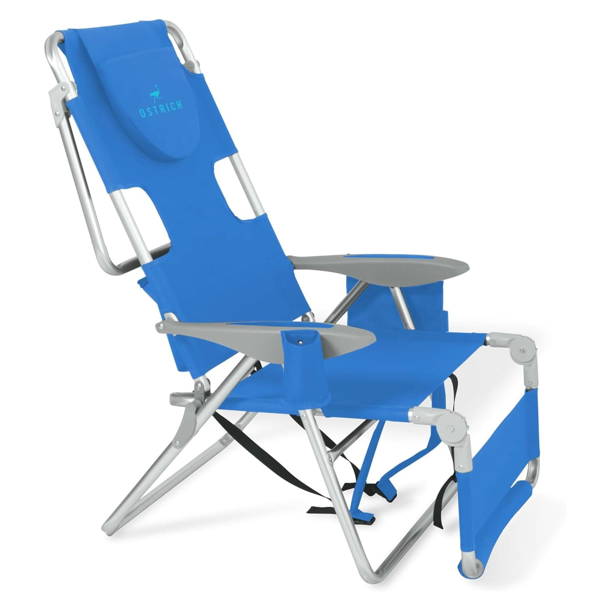 Ostrich Deltess 3 in 1 Portable Chair with Cooler Bag and Reclining Lounger for Tanning, Camping, Beach, and Outdoor Essential, Royal Blue
