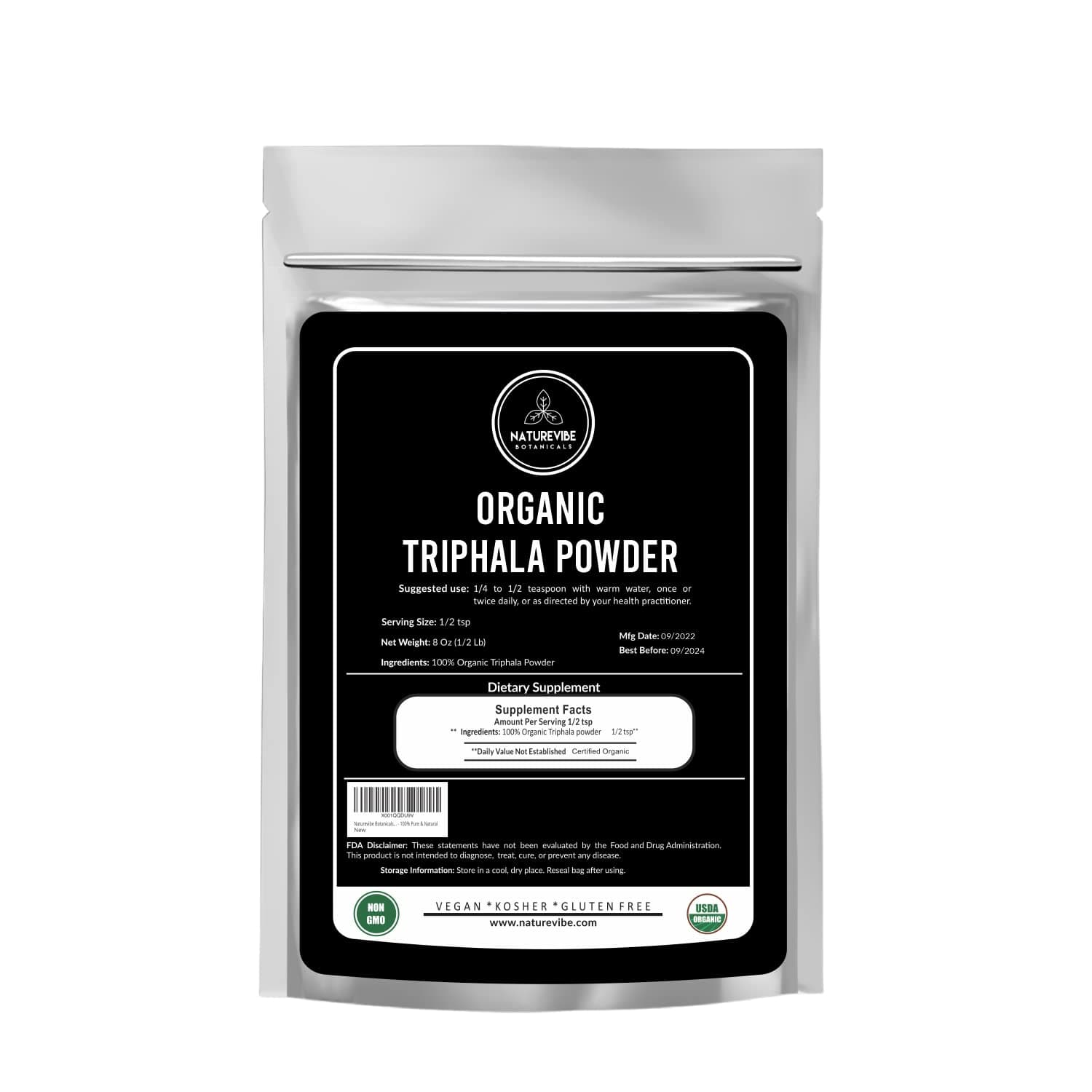 Naturevibe Botanicals Triphala Powder (8 Ounces) - Ayurvedic Formula for Detoxification & Rejuvenation - 100% Pure & Natural | Supports Immunity System