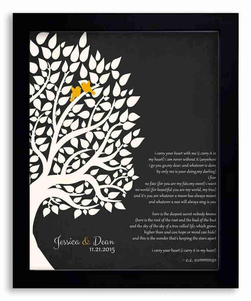 8x10 Framed Art Print - E.E. Cummings Personalized Gift for Anniversary 1st Paper Gift for Couple Family Wedding Poem Tree Gift - With Solid Wood Frame & Gift Wrapping LTC-P1133