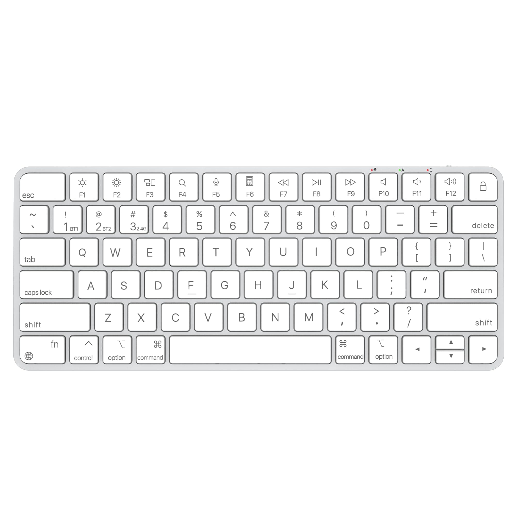 Wireless Keyboard for Mac, Bluetooth/2.4G USB Dual-Channel Connection, Multi Device, Mini Size, Rechargeable Bluetooth Keyboard for Mac Compatible with iMac, iPad, iPhone, MacBook Air/Pro