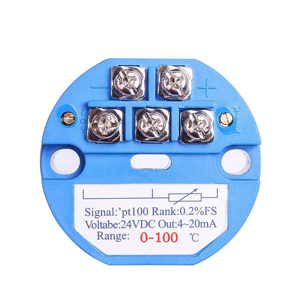 Temperature Sensor Transmitter, 0-100℃ 24V DC 4-20MA RTD PT100 Temperature Sensor SBW for Integrated Thermal Resistance Thermocouple PLC Module