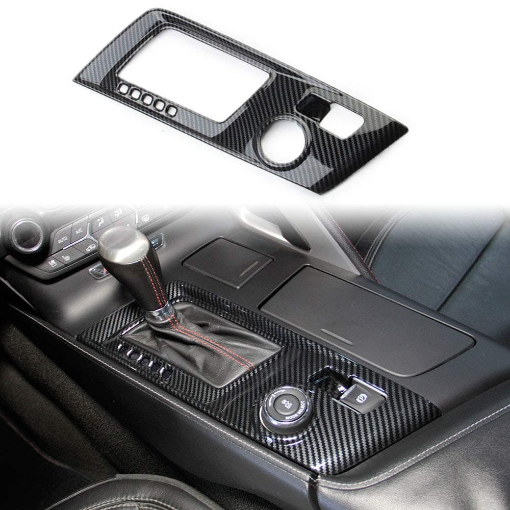 Carbon Fiber Look Control Gears Panel Protective Cover molding Trims Accessories for 2014 2015 2016 2017 2018 Chevrolet Corvette C7 (Automatic Gear)