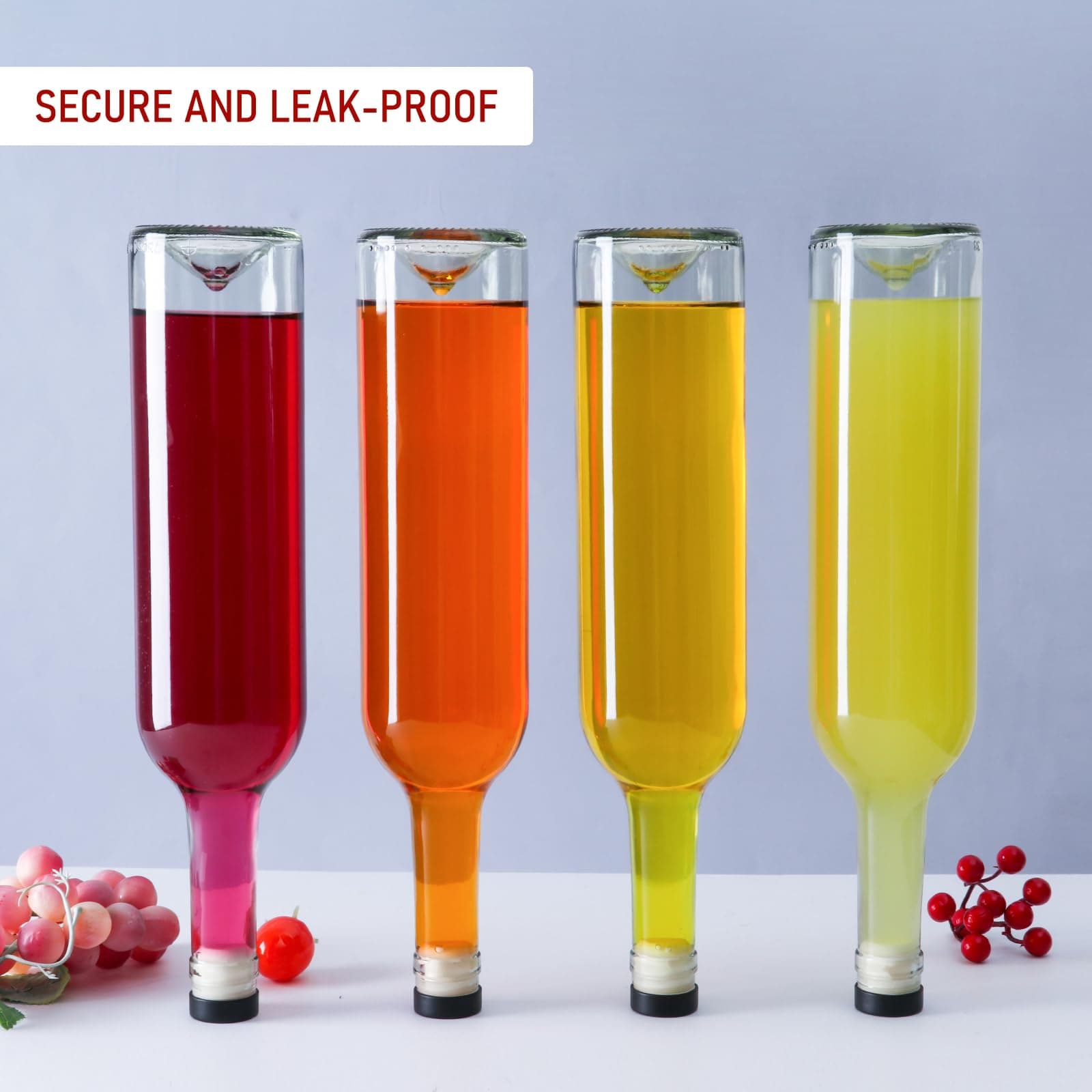 6 Pack 750ml Clear Glass Bottles With T-top Caps & Seal Shrink Capsules, 25 oz Empty Wine Bottles with Funnel for Wine, Beverages, Juice & Kombucha