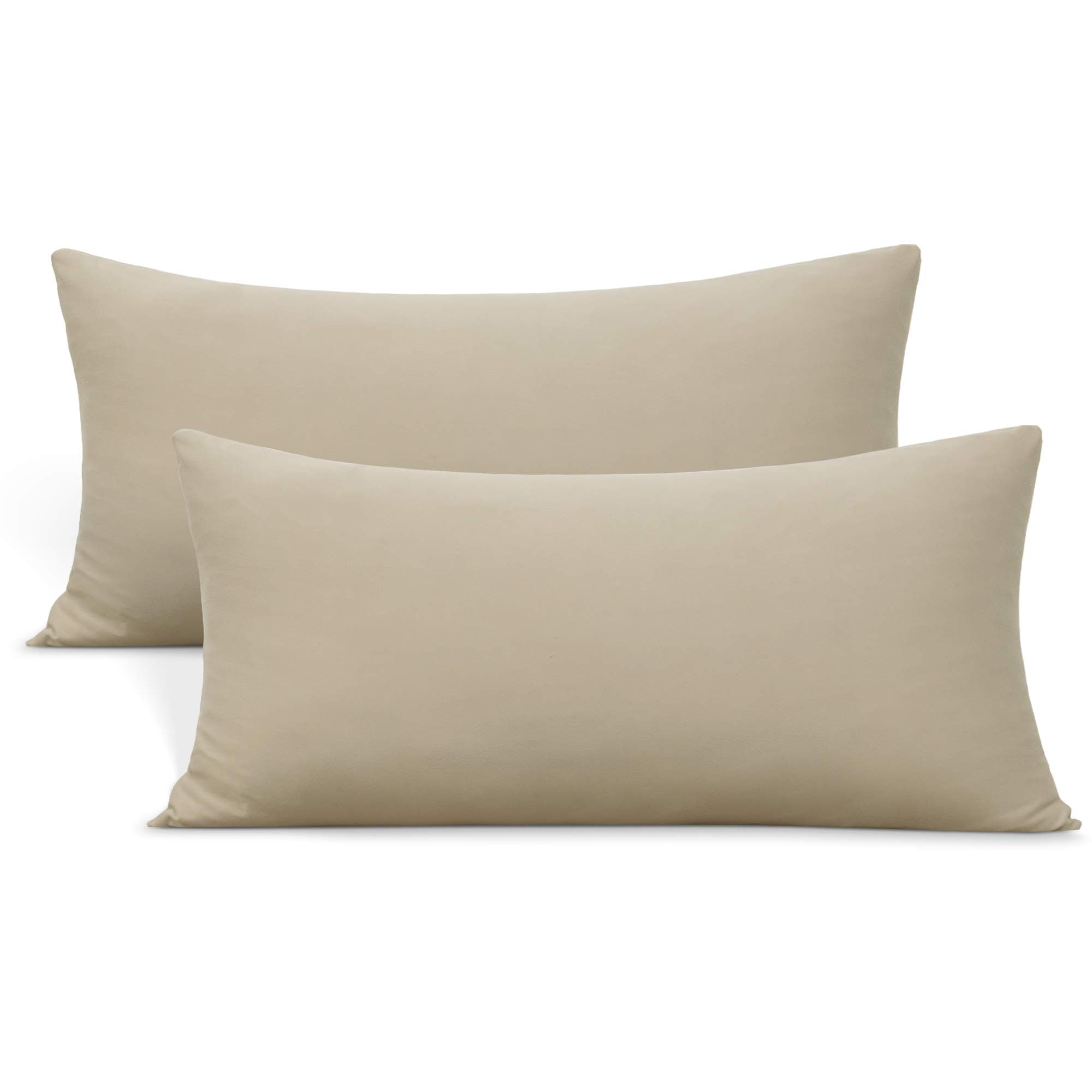 2-Pack Stretch Pillow Cases - Jersey Knit & Ultra Soft Envelope Closure Pillowcases T-Shirt Like Microfiber Blend - Suitable for 20x36/20x40 King Size Set of 2, Taupe