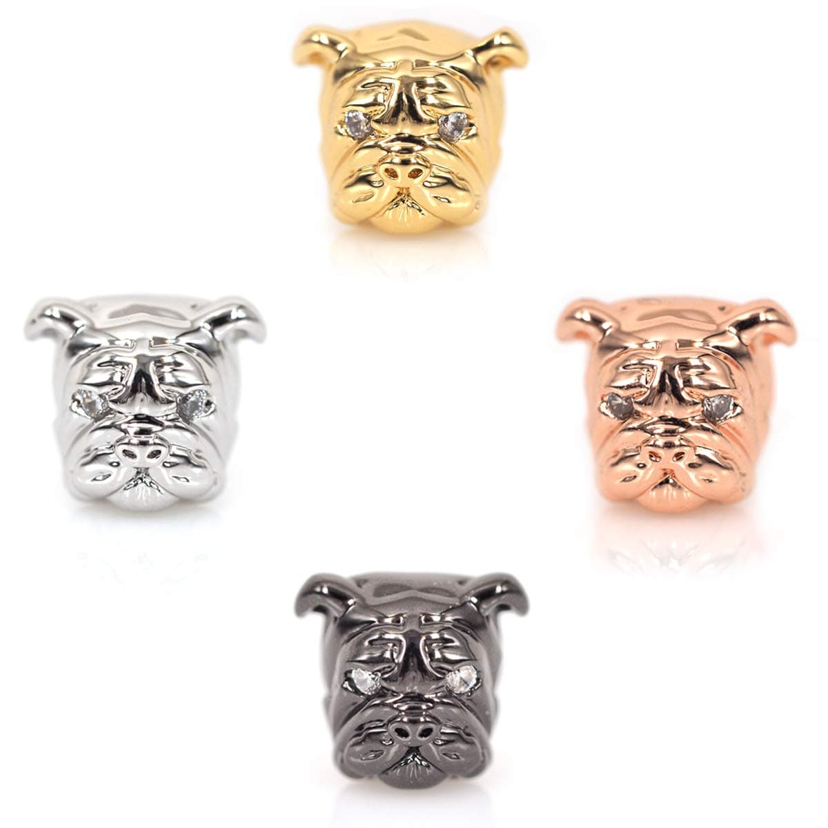 - CZ Bulldog Beads Dog Head Bead for Men Charm Bracelet Spacer Beads Jewelry DIY Accessories 13x11mm 10Pcs