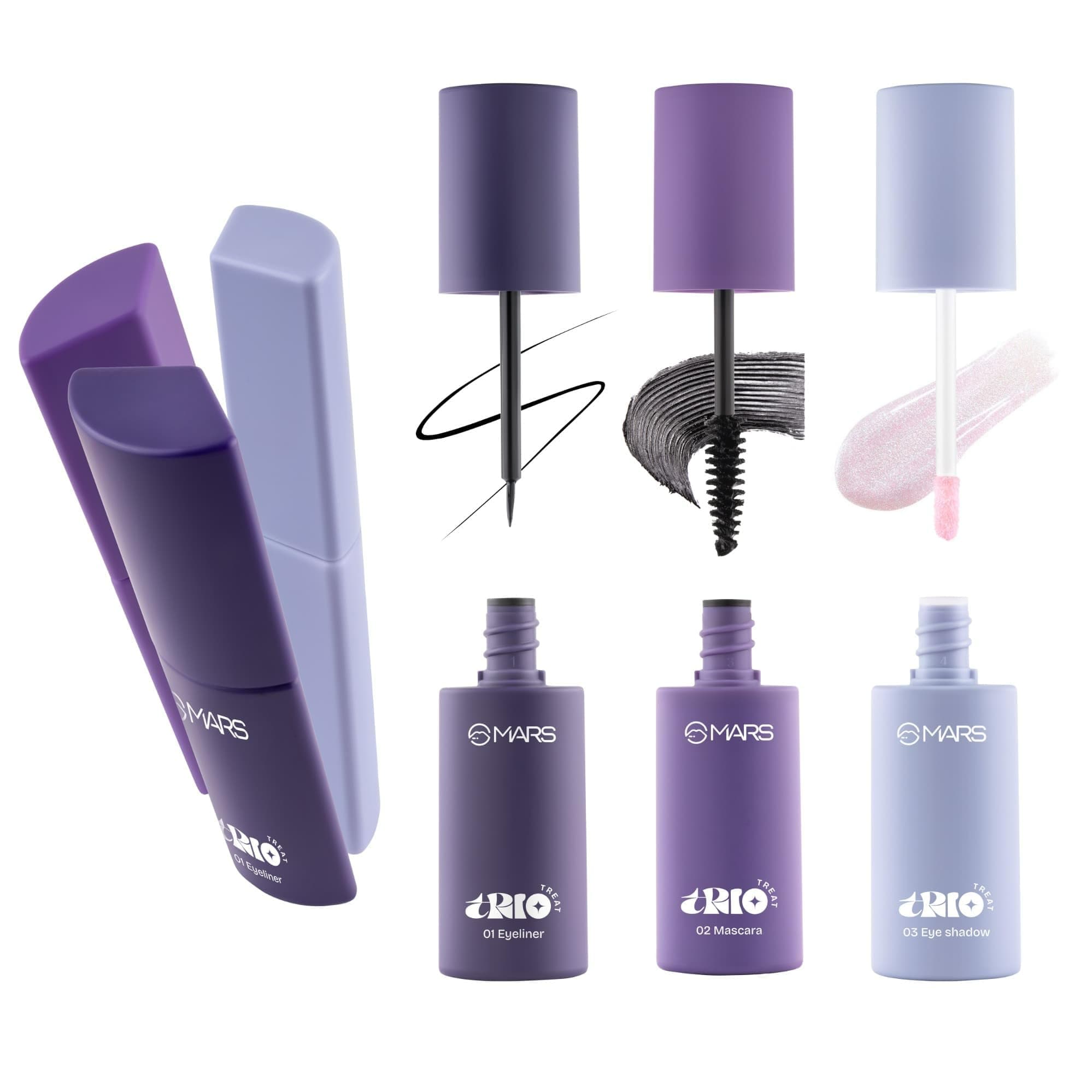 MARS TRIO Treat 3-IN-1 Eye Makeup Kit with Eyeliner, Mascara & Eyeshadow (24.50gm) | Travel Friendly Design | Long-Lasting | Versatile | Effortles Application